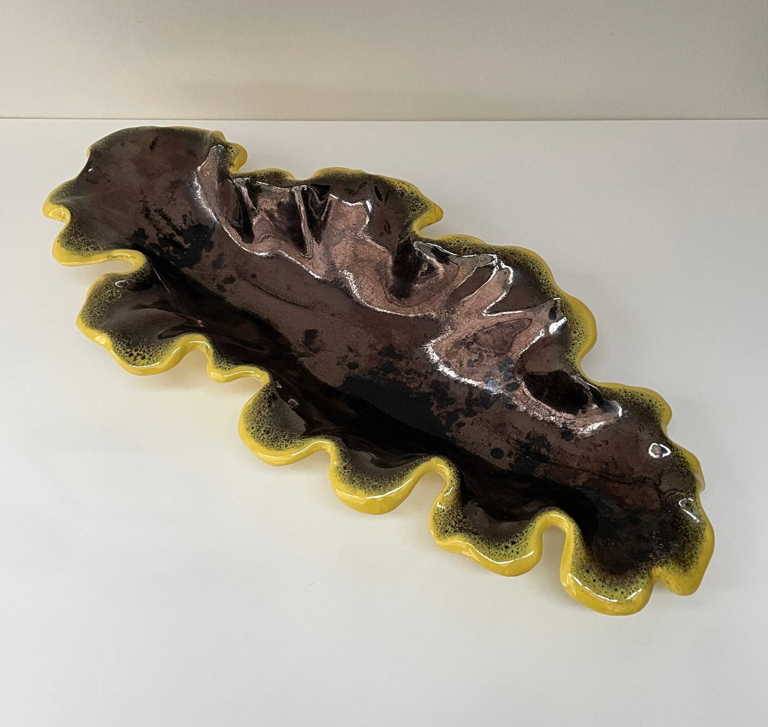 Ceramic leaf centrepiece Ceramidi Marseille vintage ceramics