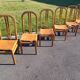Serie de 6 chaises, chêne et cuir