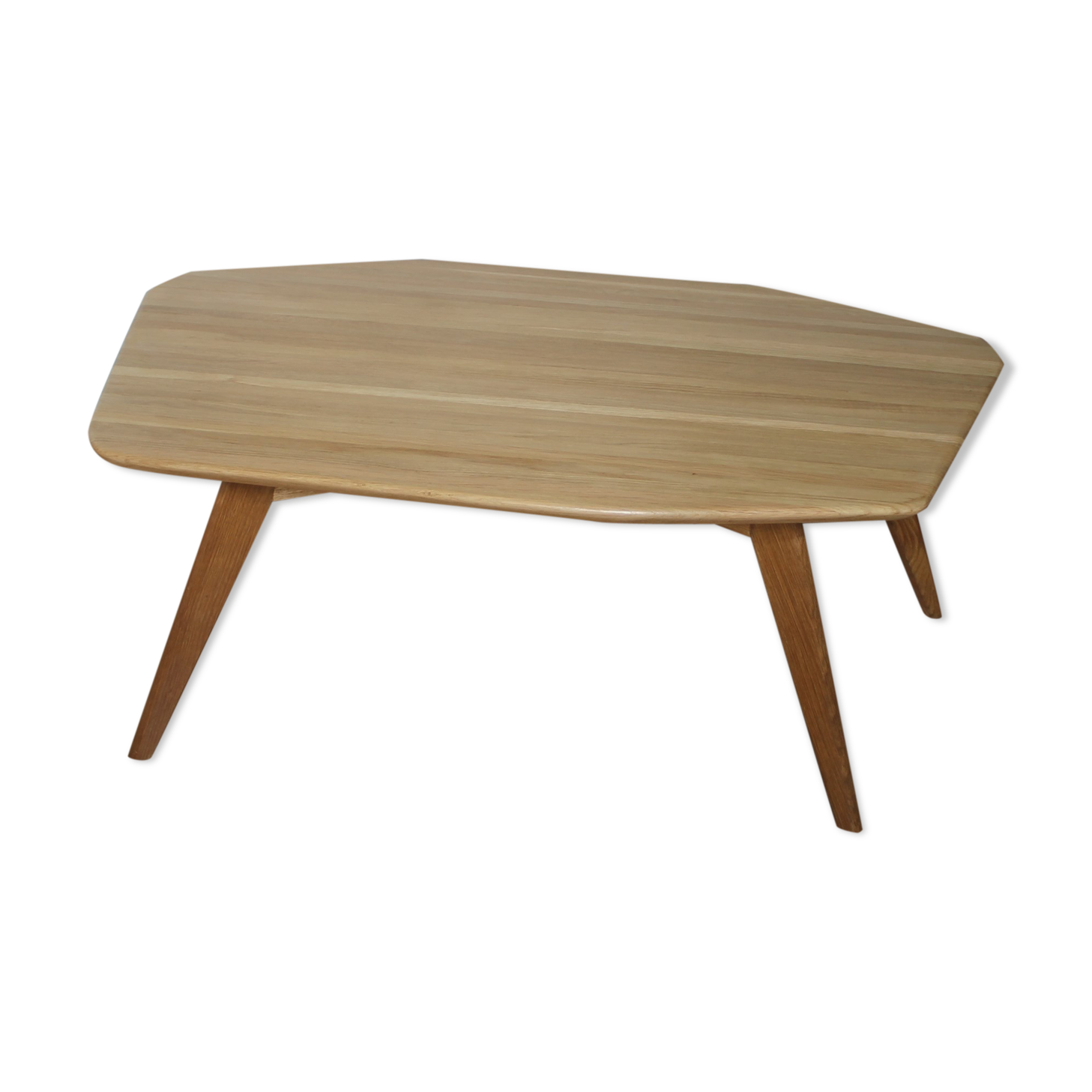 Asymmetrical oak coffee table