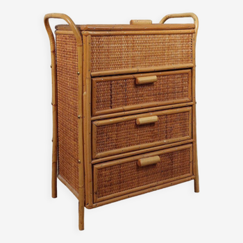 Vintage piece of furniture in bamboo and rattan