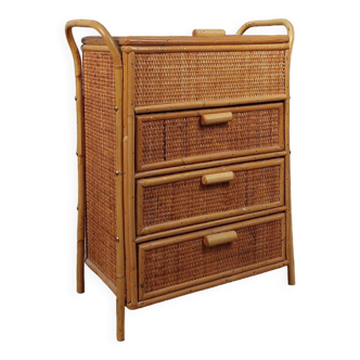 Vintage piece of furniture in bamboo and rattan