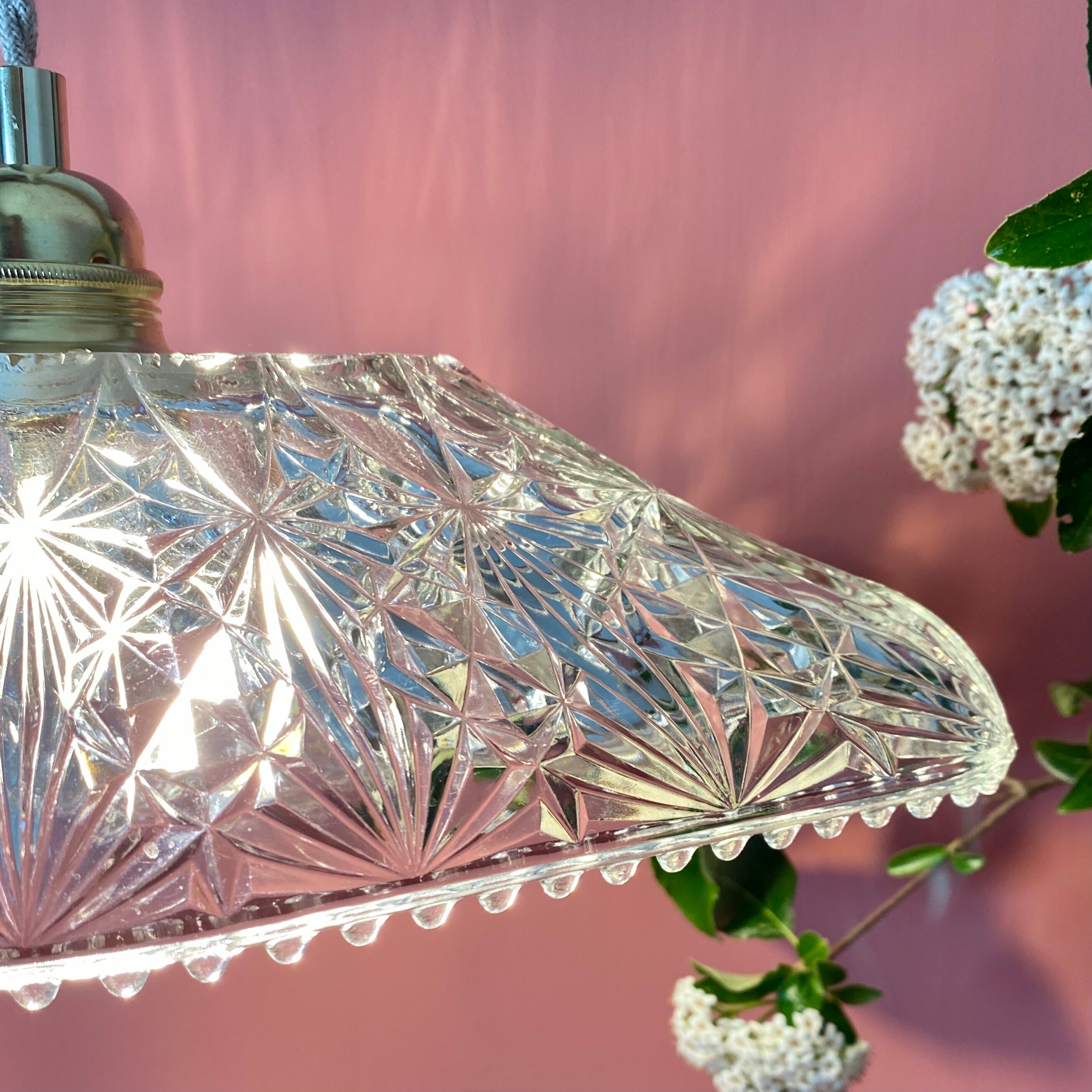 Vintage molded glass lampshade pendant lamp