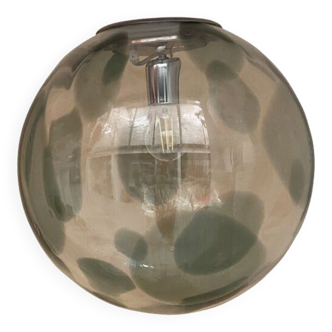 Sphère contemporaine vert olive et transparente des années 1990 en verre de Murano
