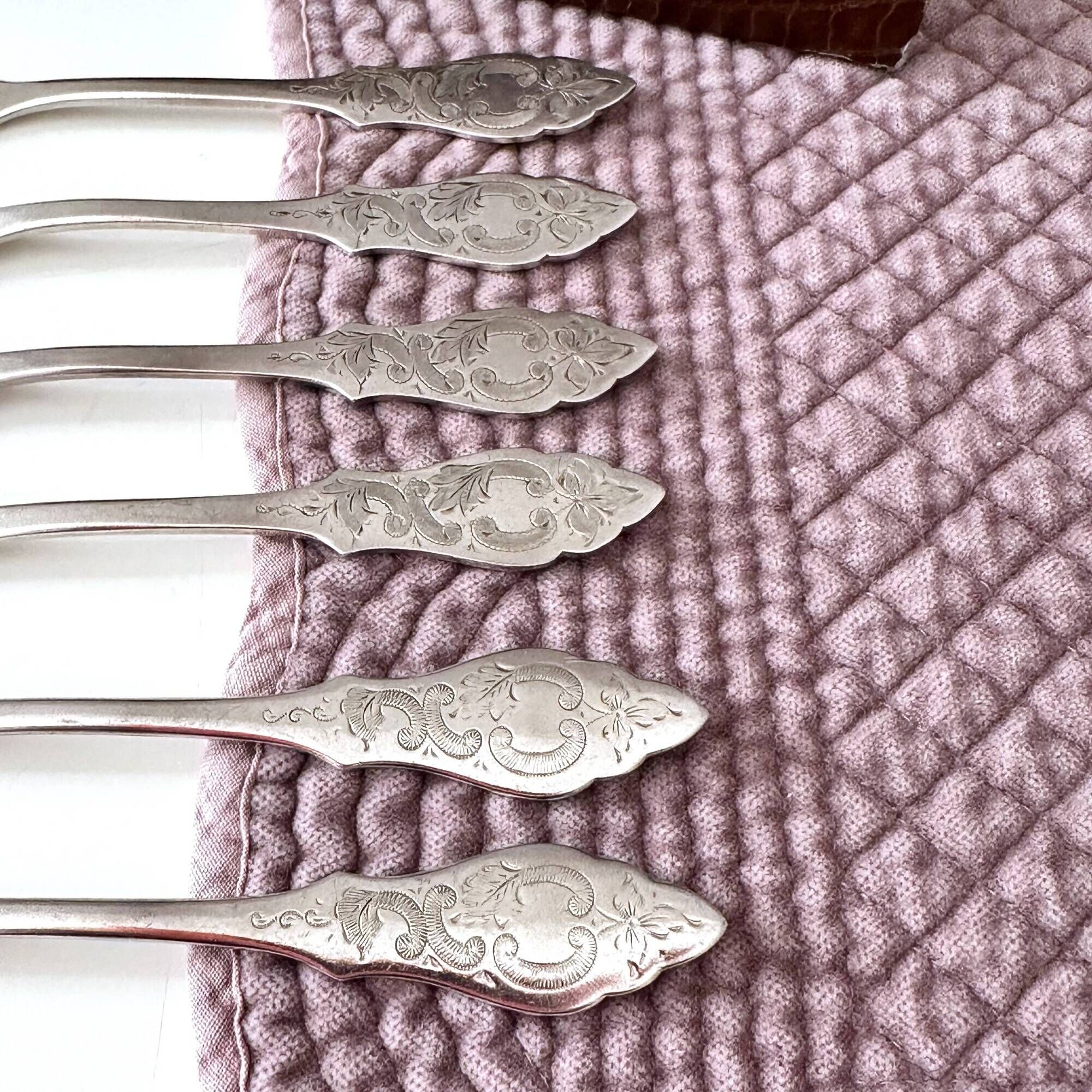 Set of 6 Gebrüder Hepp Cake Forks | Silver Plated