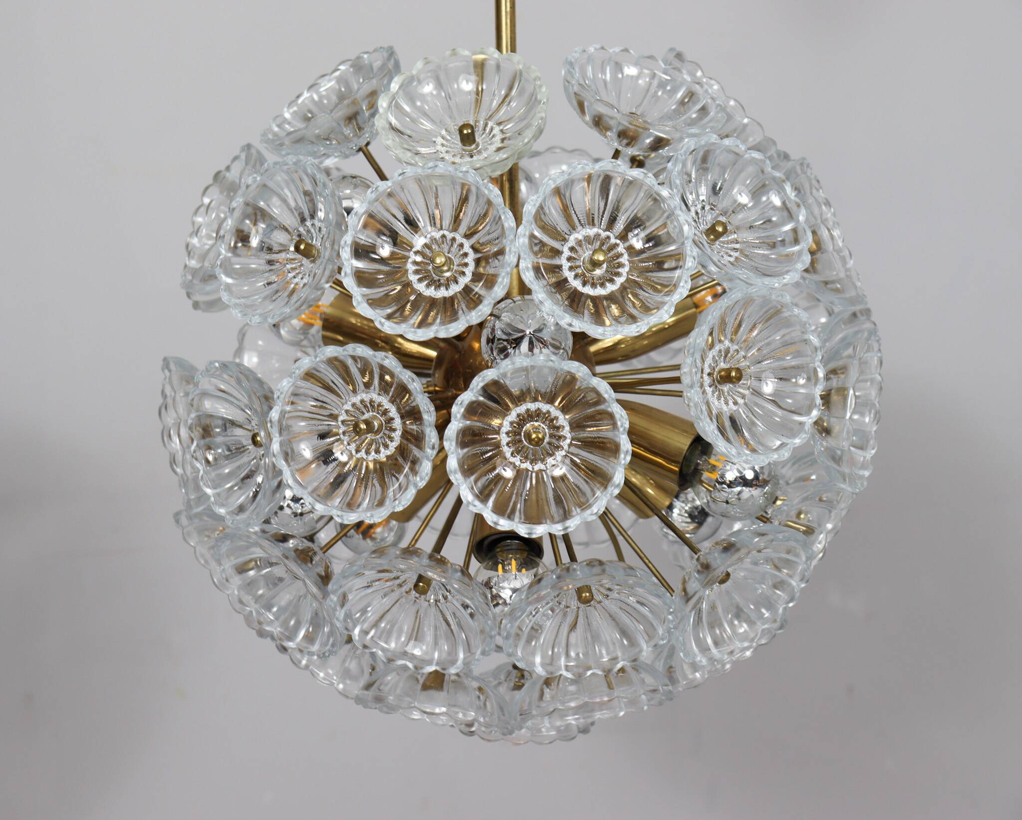 Space Age Sputnik ceiling chandelier/ceiling lamp with crystal flowers, Germany, 1970s