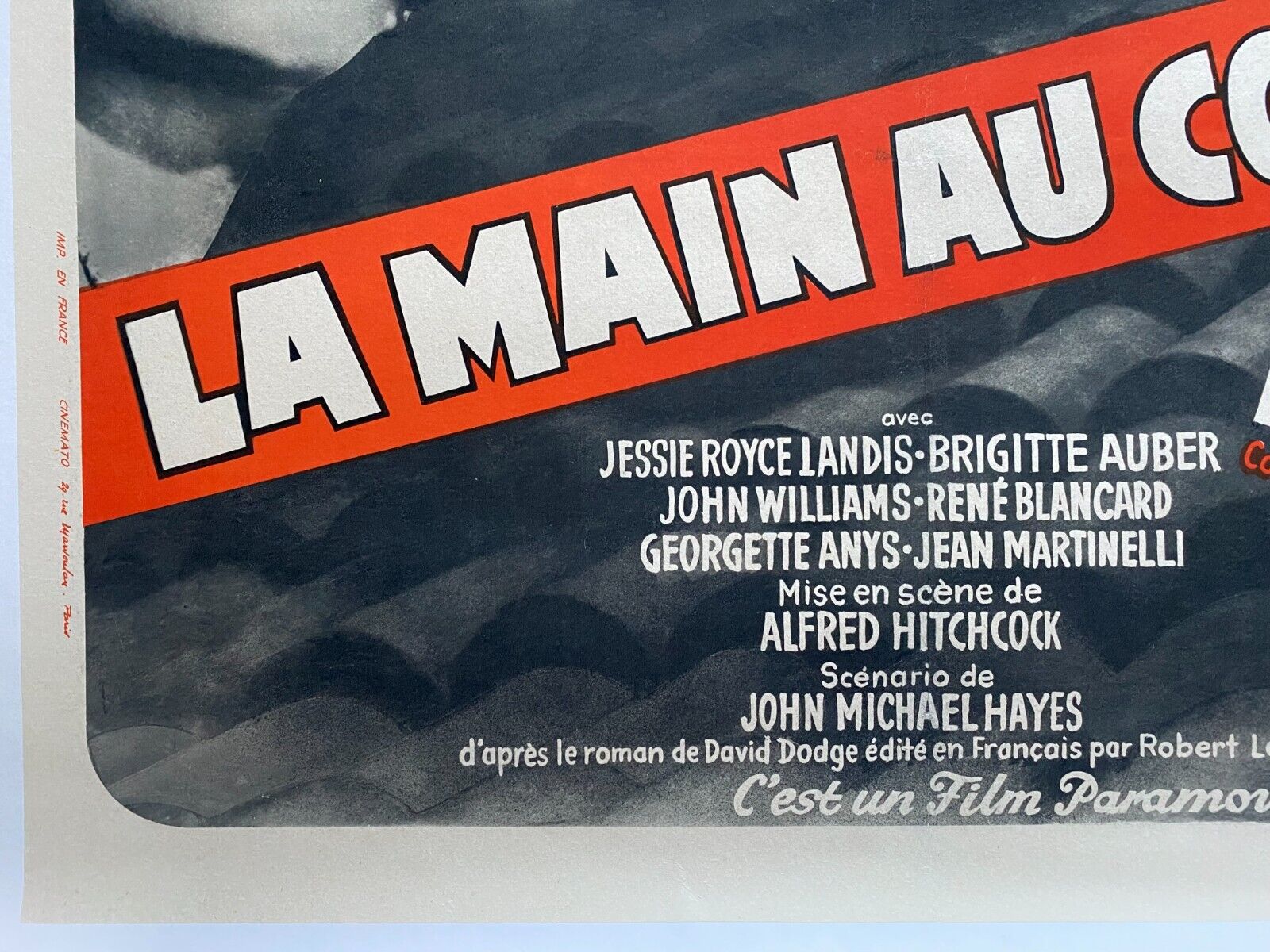 Original movie poster "La Main au Collet" Alfred Hitchcock, Grace Kelly 60x80cm 1955