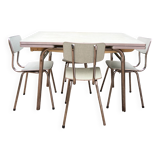 Formica table set with extensions + 4 Plastilux chairs