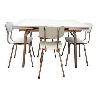 Formica table set with extensions + 4 Plastilux chairs