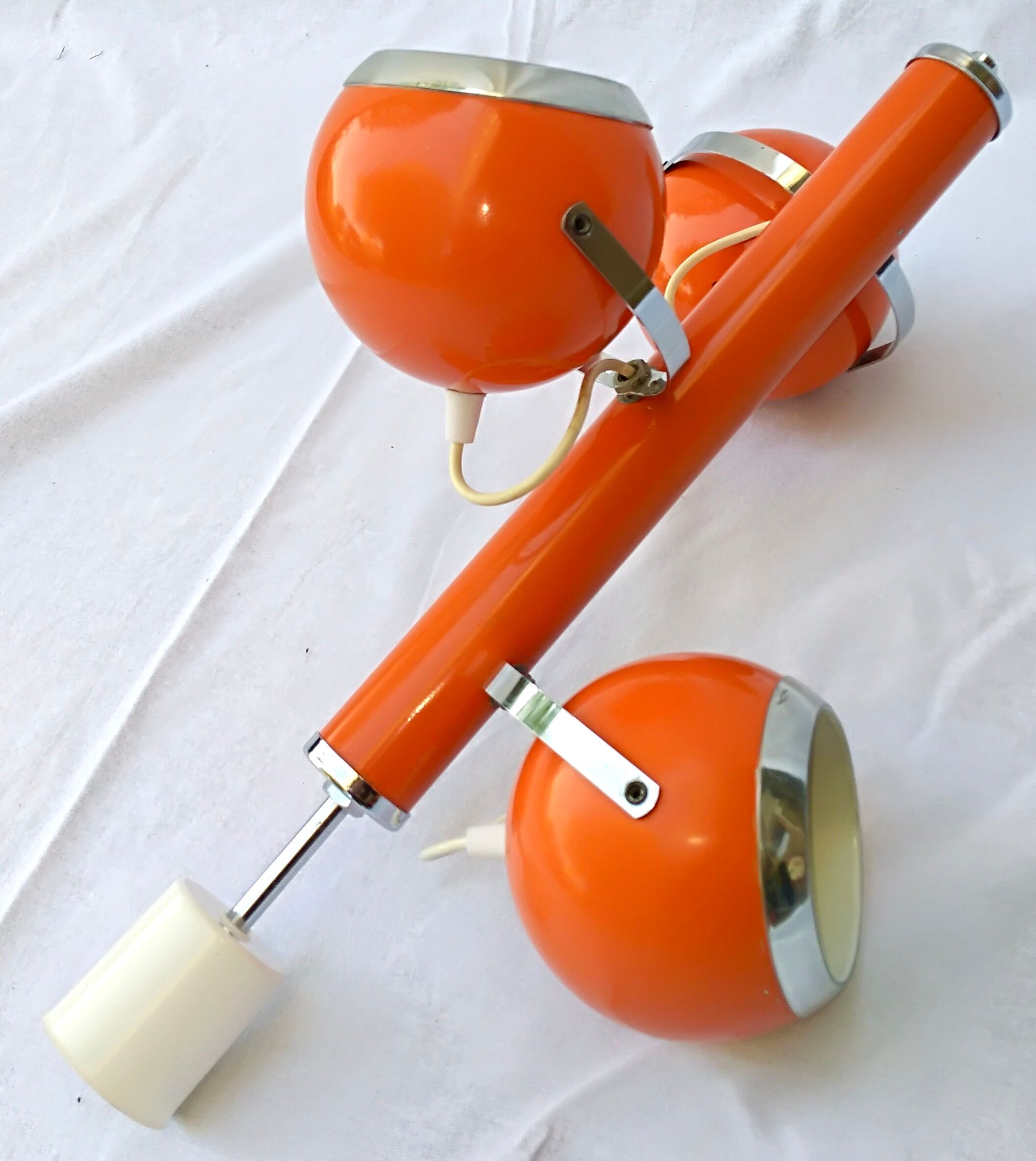 Chandelier with adjustable balls 70s model "eyeball" orange