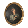 Medallion portrait of a woman, 19th century painting.