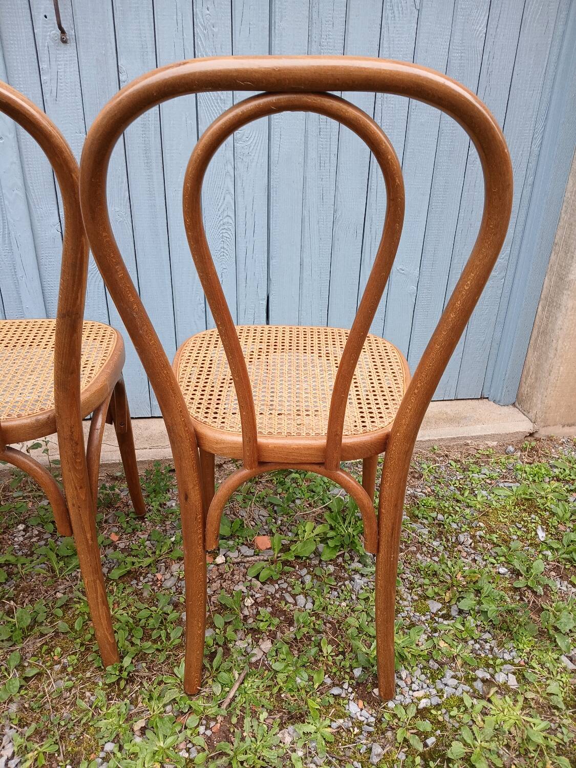 3 antique bistro chairs with canework