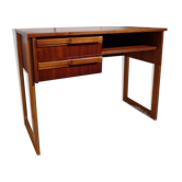 Bureau vintage des années 50 pied traineau chêne doré