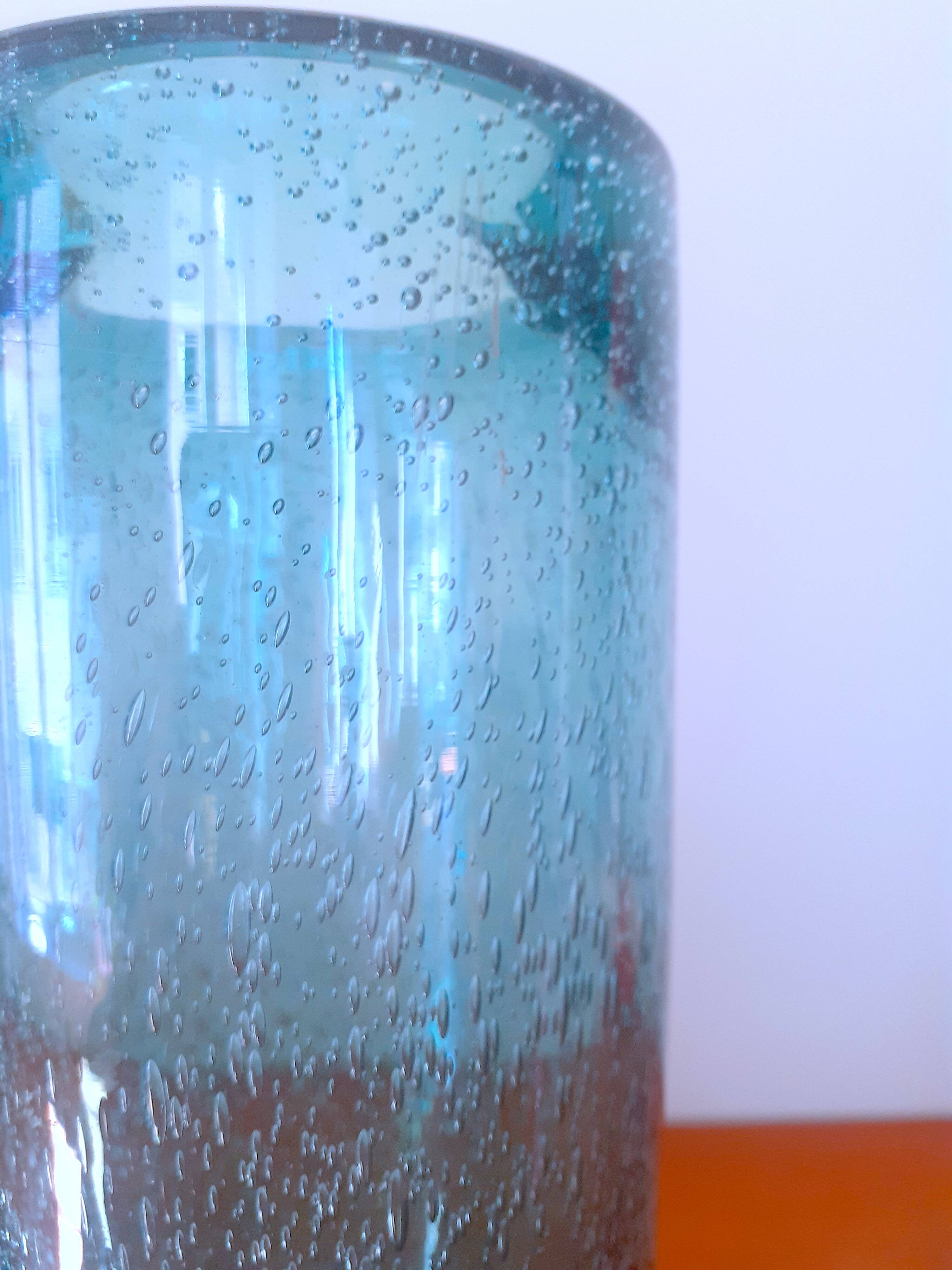 Vase rouleau vintage en verre soufflé de Bendor