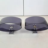 Pair of smoked plexiglass wall lights