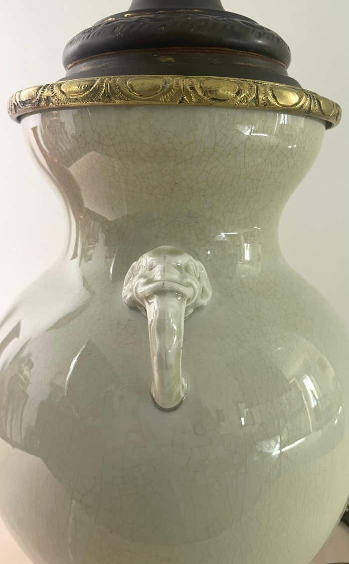 Vase and lamp foot in Chinese porcelain enamelled white cracked ivory - Qing - China XIXth