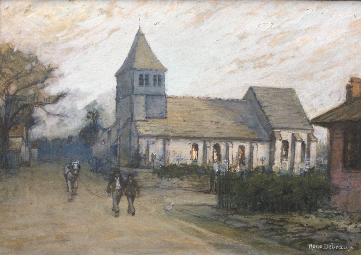 Twilight. Gouache and watercolour by René DEBRAUX 1868-1938