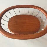 Fruit basket in wood and chrome