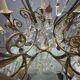 Large Florentine Tole Chandelier with Murano Glass Flowers, Italy, 195