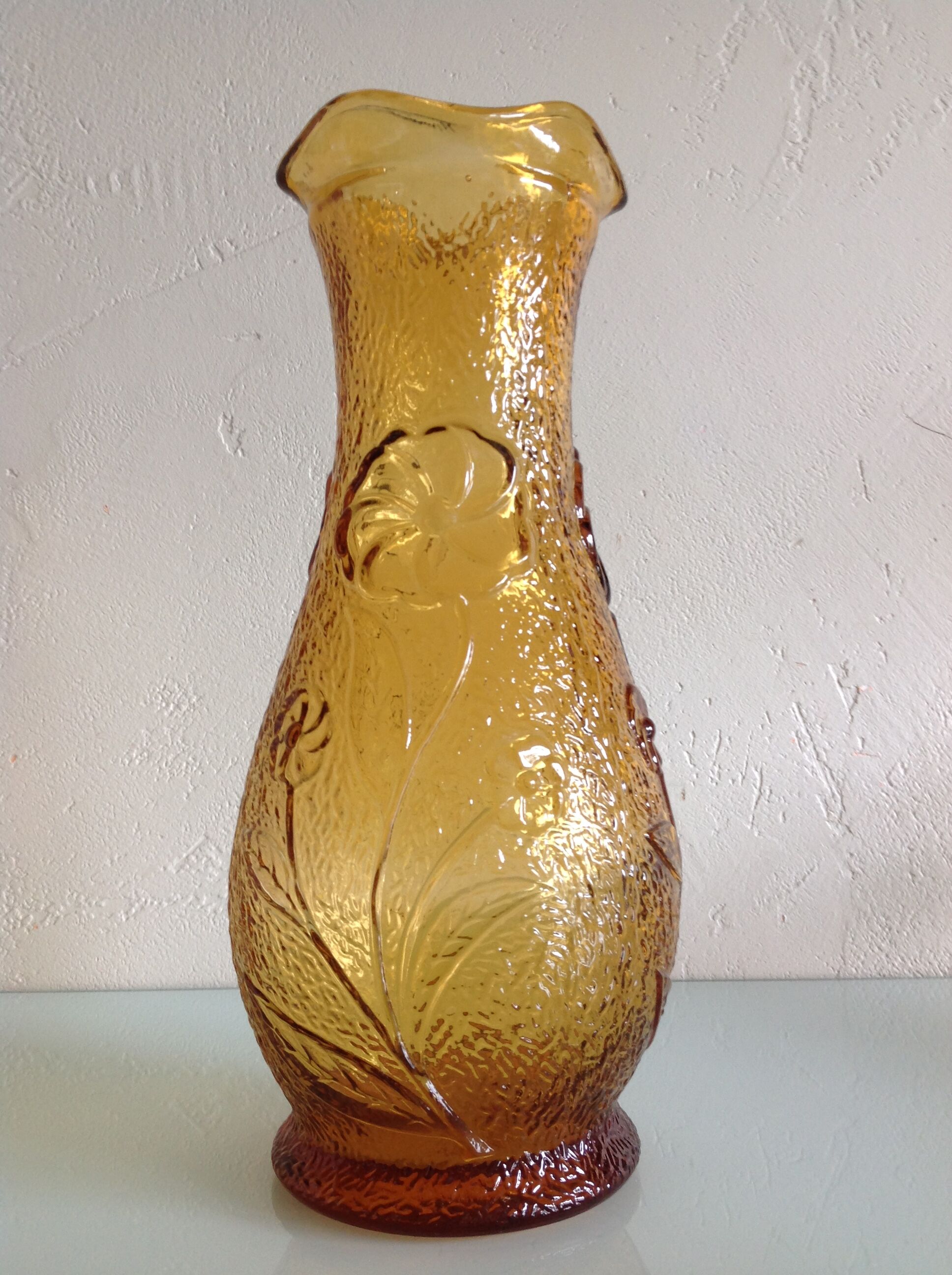 Amber glass vase / vintage 60s-70s