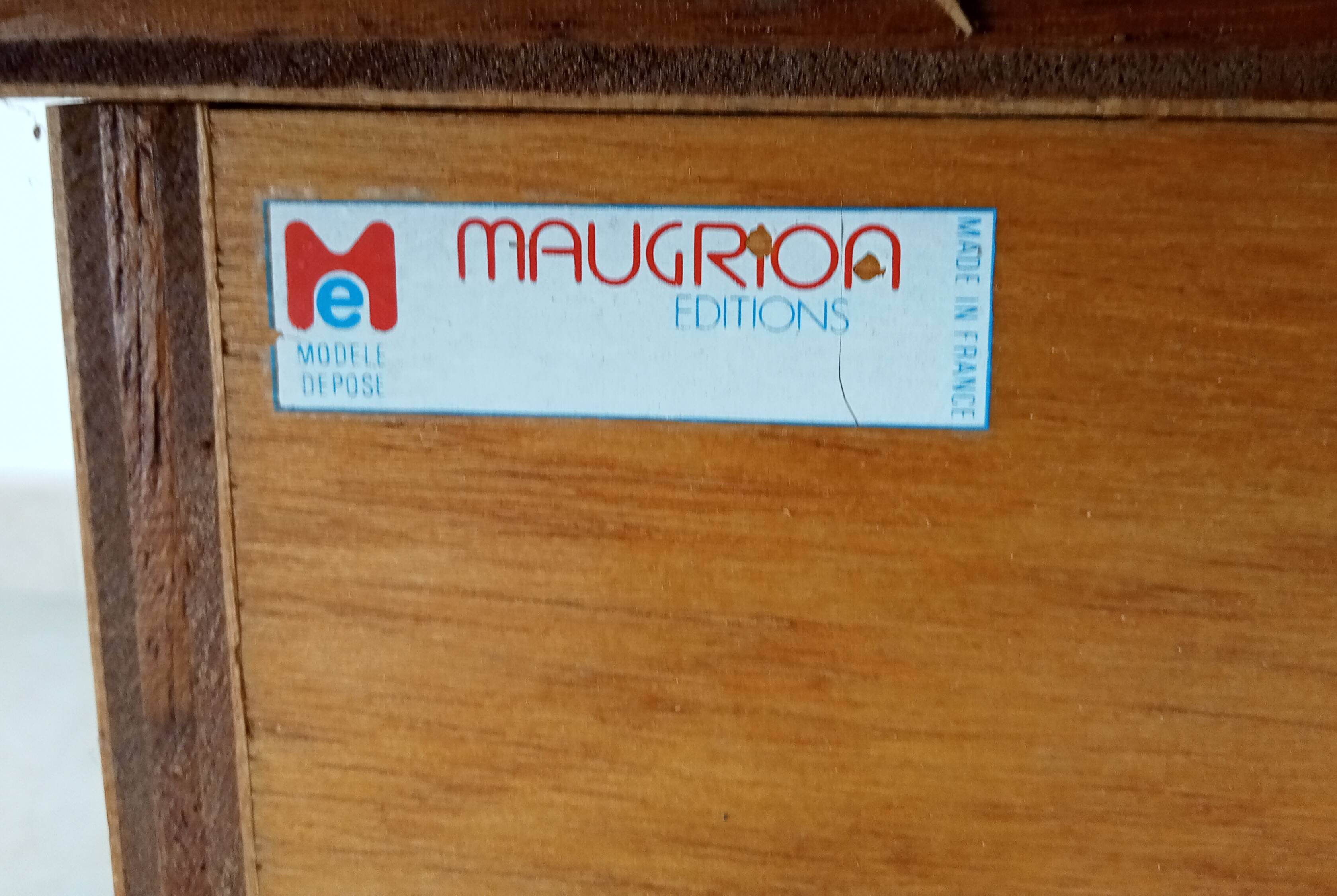 Vintage Maugrion side table in bamboo and rattan