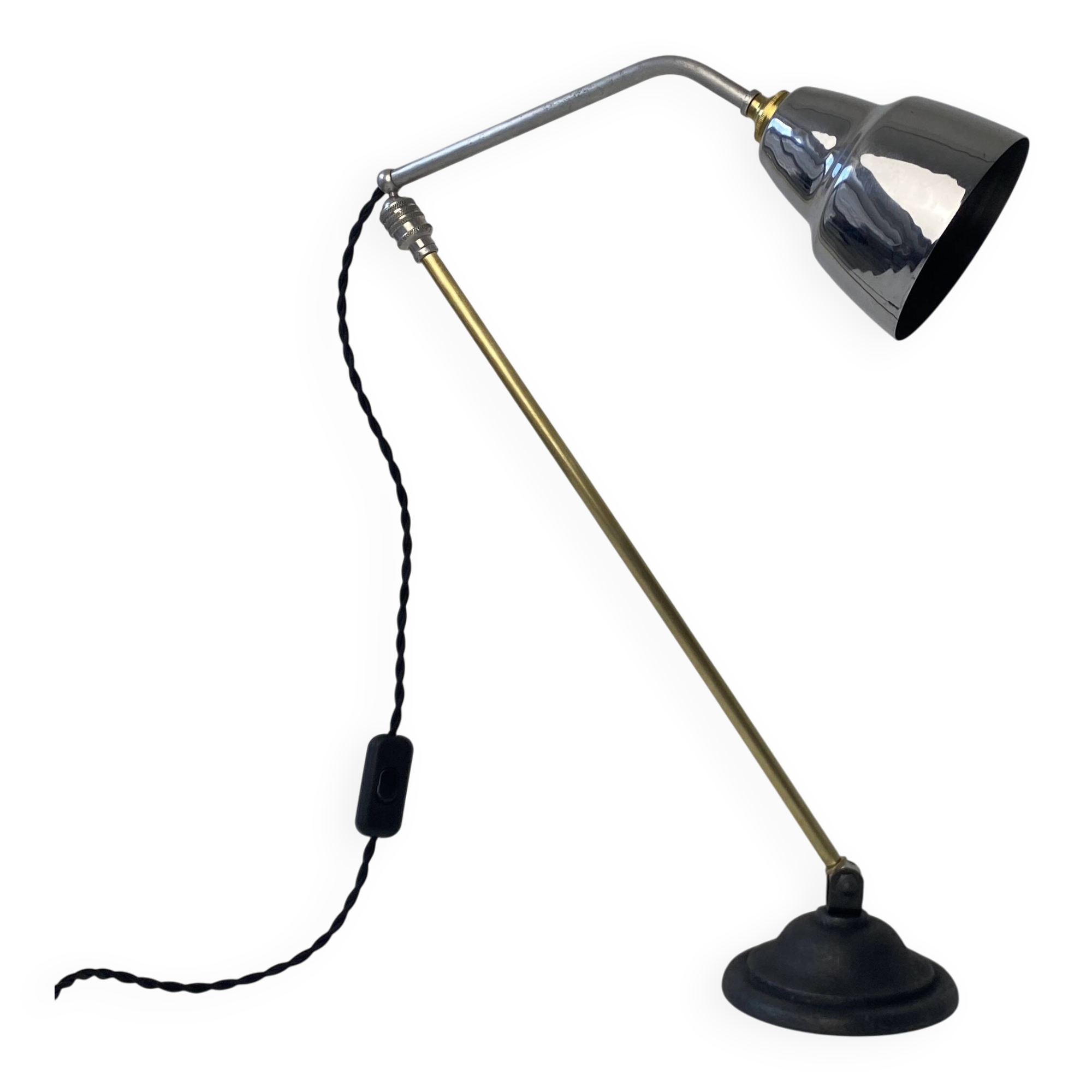 Old articulated industrial workshop lamp