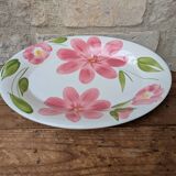 Oval serving dish with hand-painted pink flowers in San Marciano ceramic.