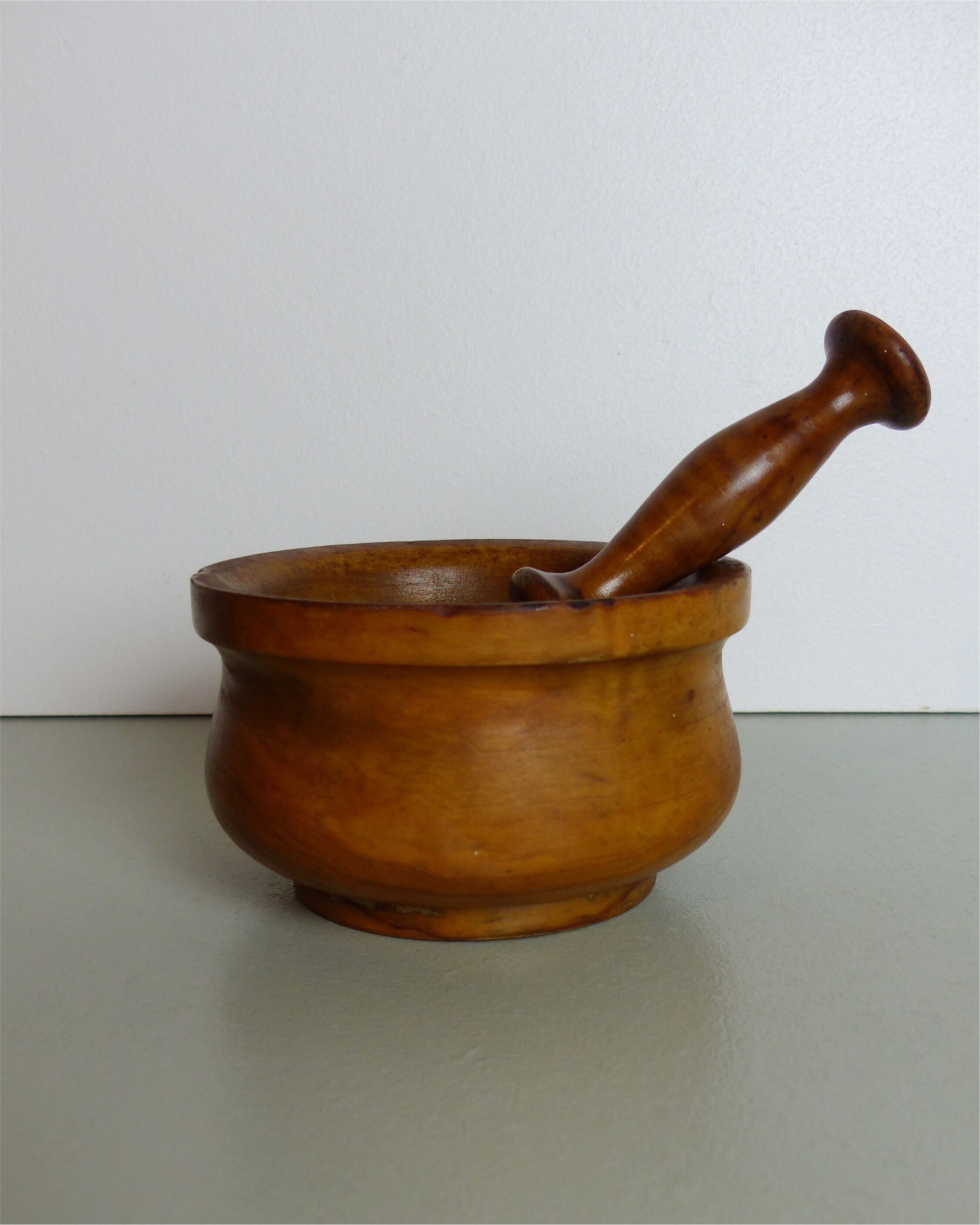 Wooden mortar and pestle