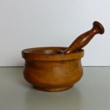 Wooden mortar and pestle