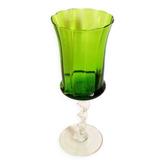 Emerald green chalice Empoli 70s Height 32 cm