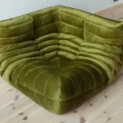 Togo Sofa Corner Green Velvet, France, 70´s