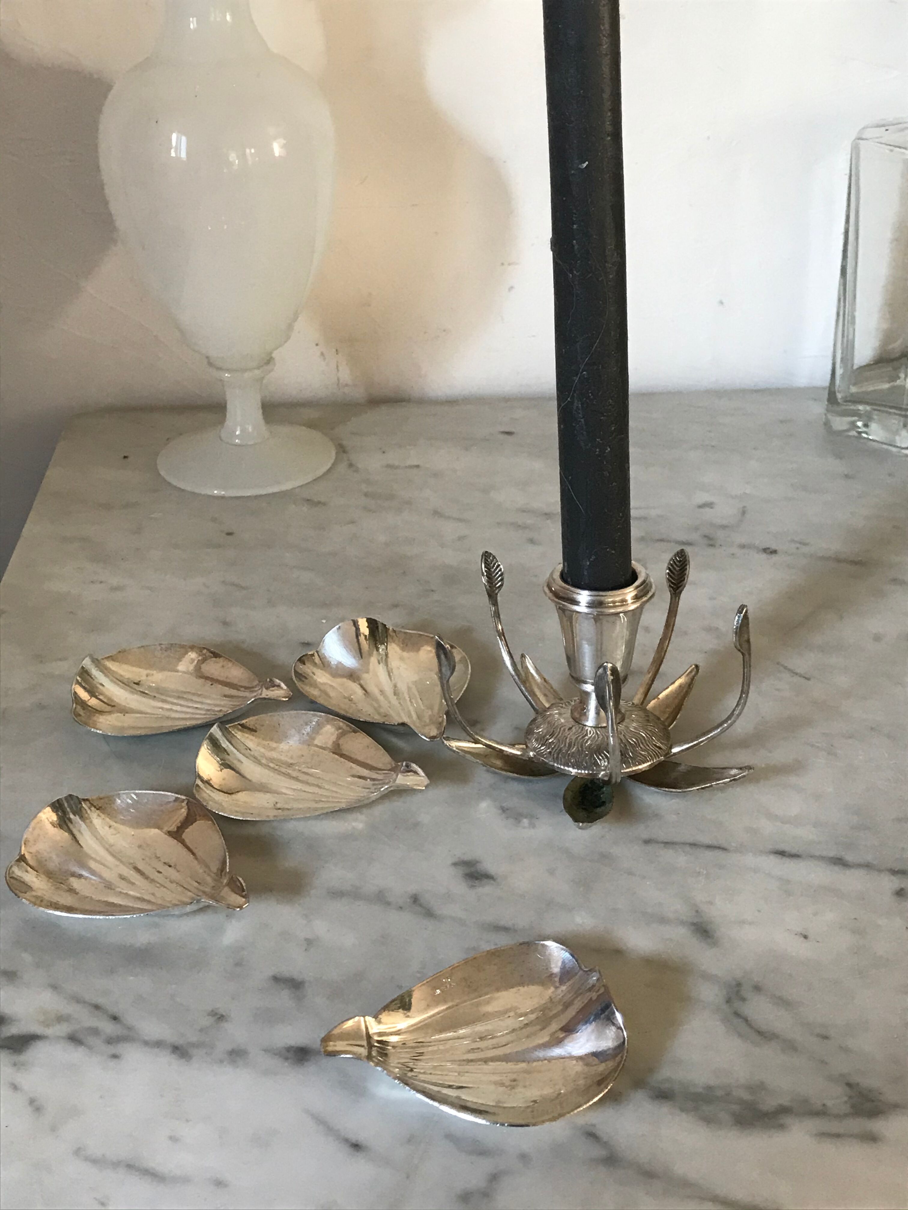 Vintage Olri silver metal candlestick