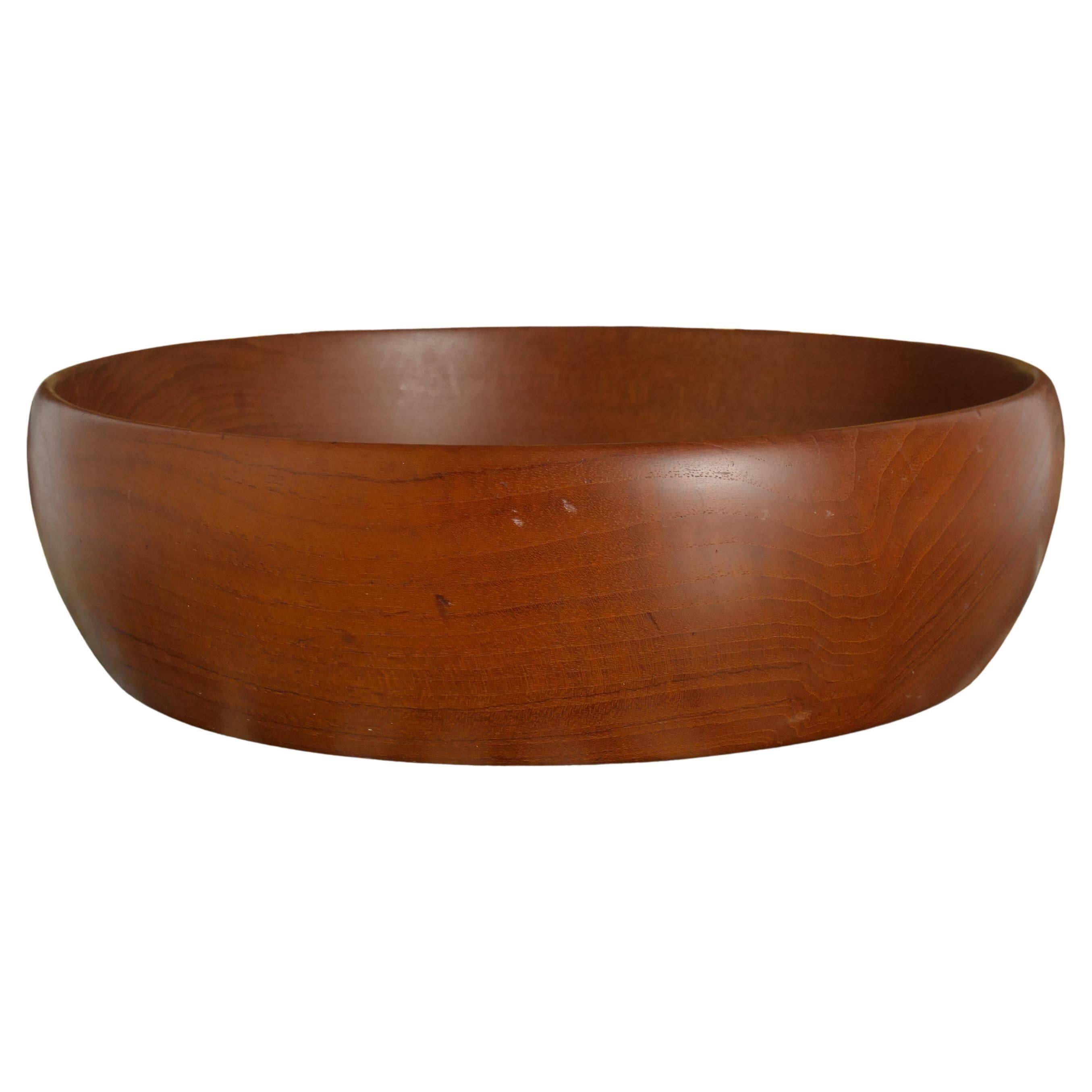 Mid-Century Modern Solid Teak Wood Bowl, Sweden 1960s