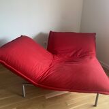 Red Câlin corner armchair by Pascal Mourgue