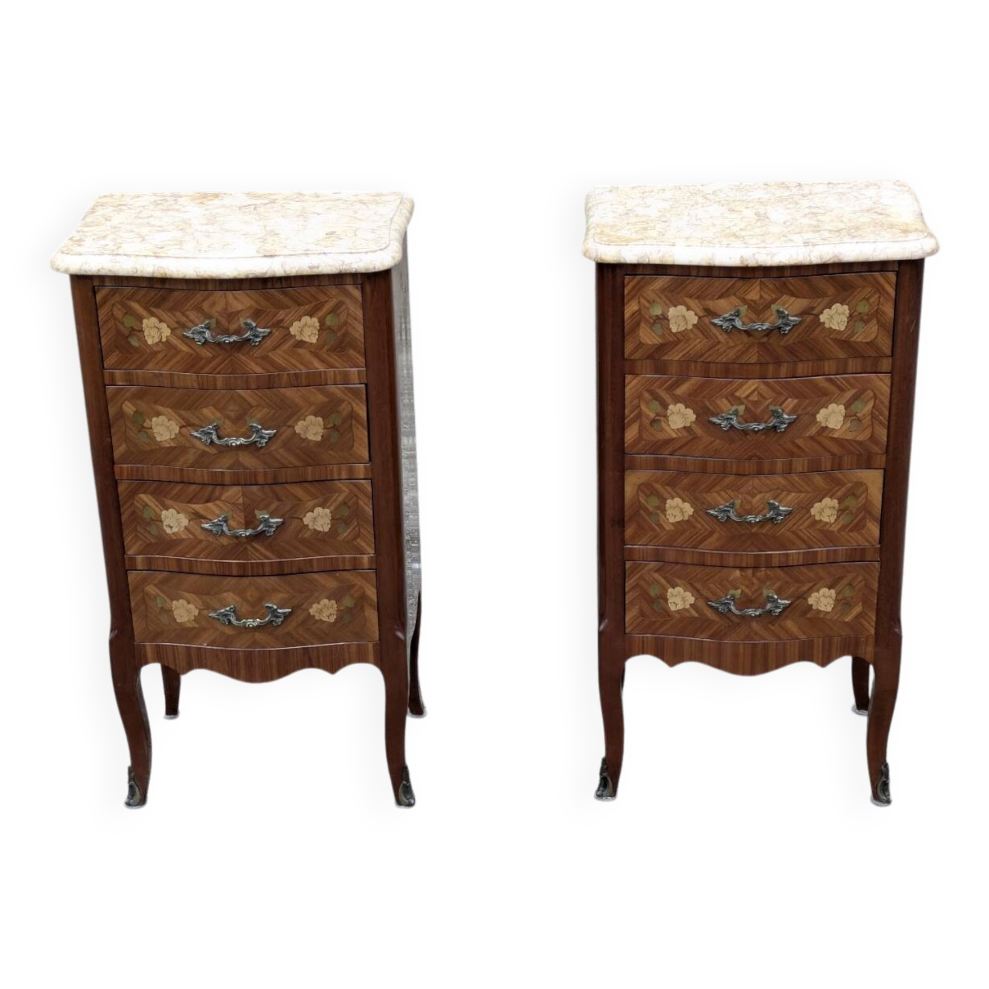 Pair of bedside tables / chest of drawers Vintage Louis XV style chest of drawers