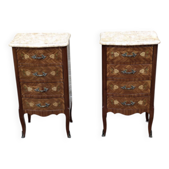 Pair of bedside tables / chest of drawers Vintage Louis XV style chest of drawers