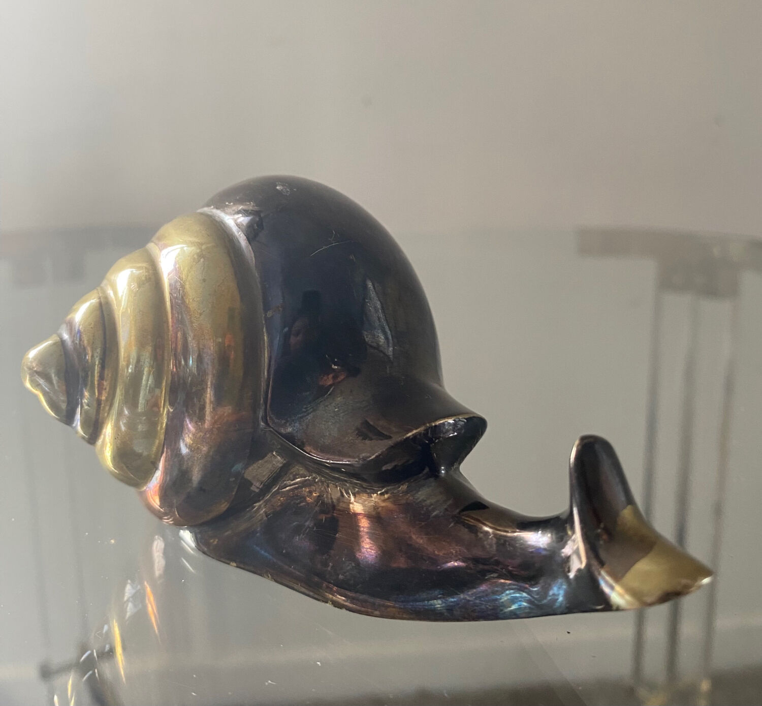 Vintage brass snail paperpress 70s