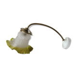 Applique tulipe verre vert anis support porcelaine