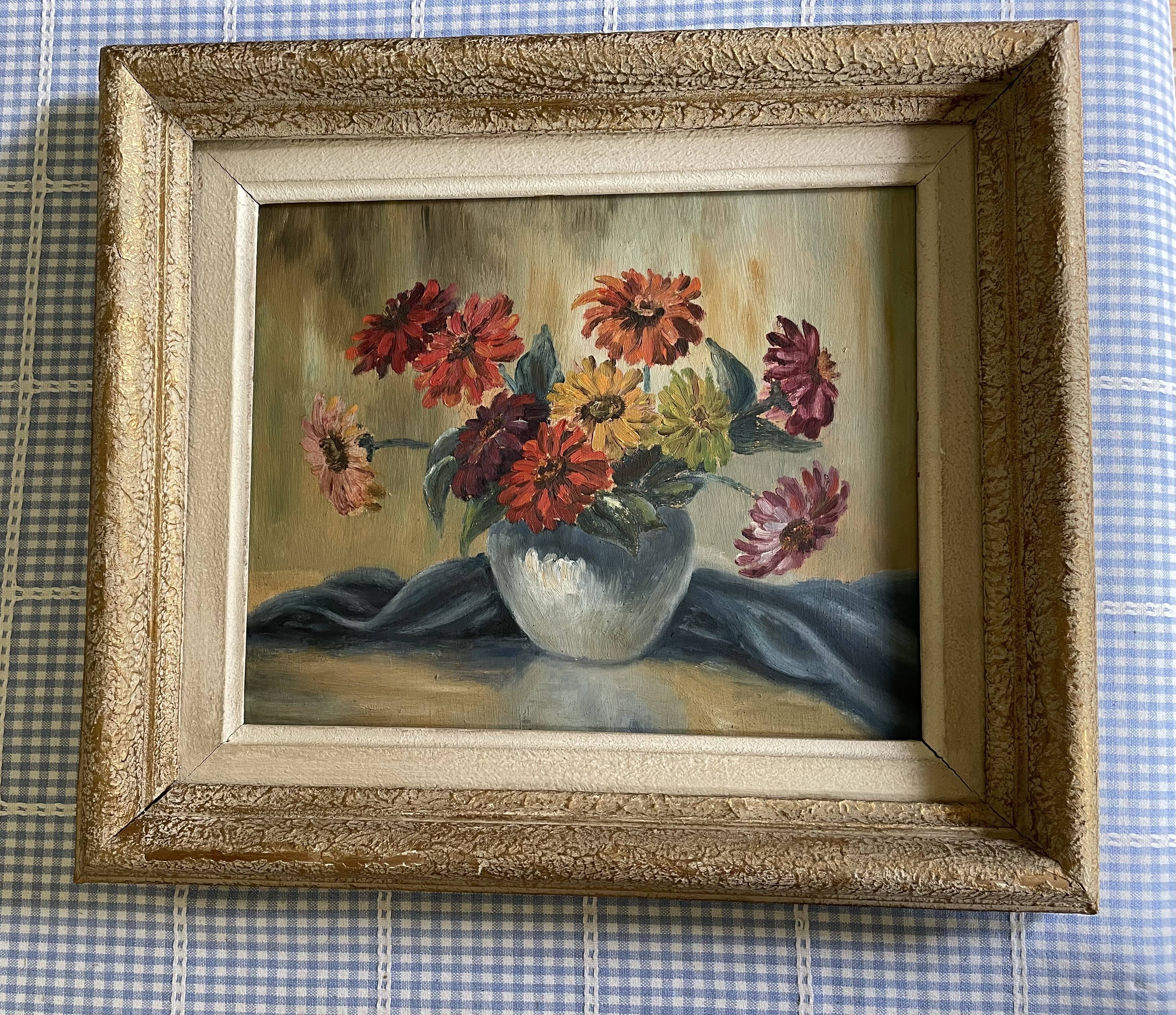 Old painting bouquet of flowers