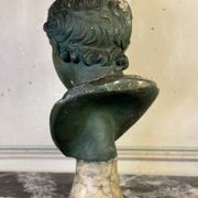Young Boy, Plaster Bust with Green Patina, Circa 1900