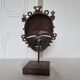 African bronze mask on pedestal, from Ivory Coast, dating