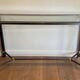 Glass Top Console in Lacquered Aluminium and Gold Metal, Pierre Vandel,