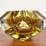 Vintage Italian Sommerso yellow glass bowl, Murano, 1970s.