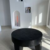 Coffee table en bois massif monoxyle noir