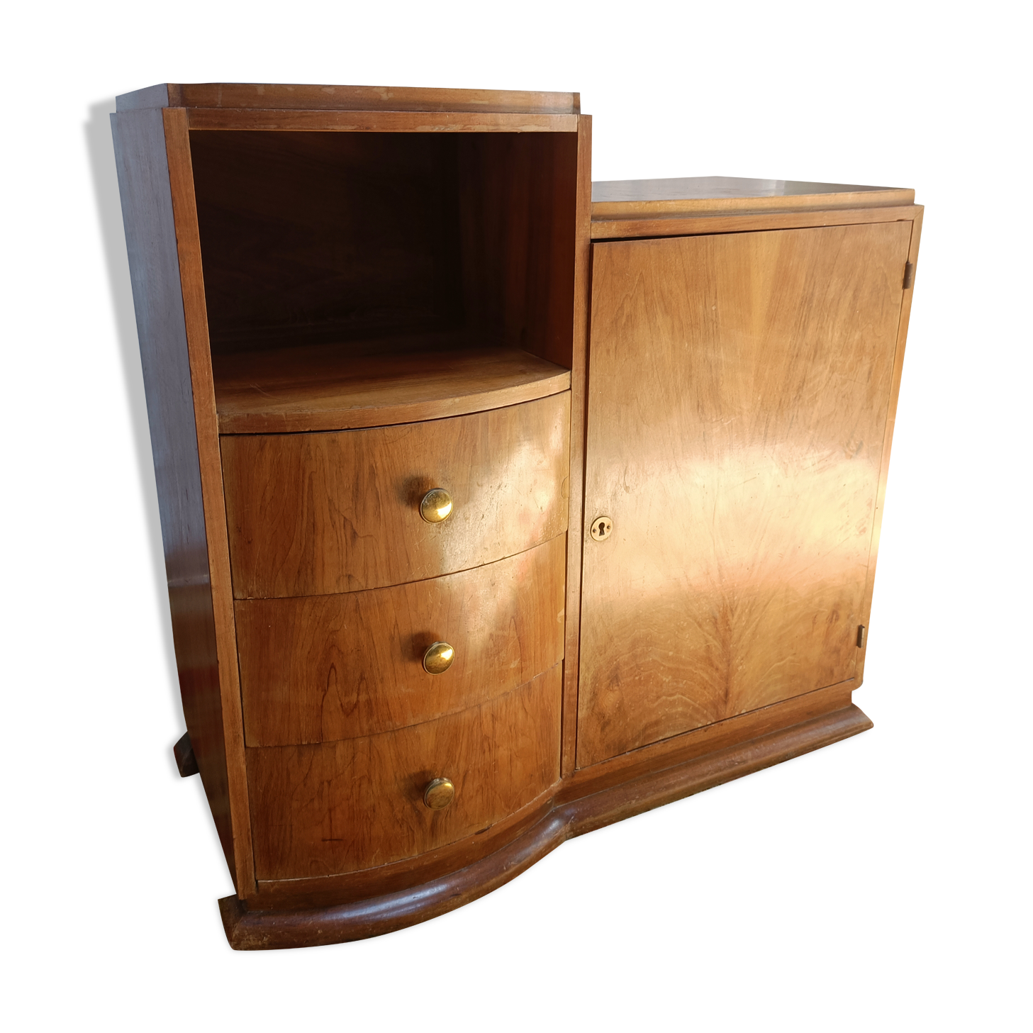 Small art deco sideboard walnut veneer