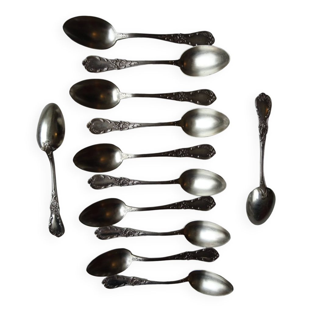 Coffret 12 cuillères à café en métal argenté JM - FR