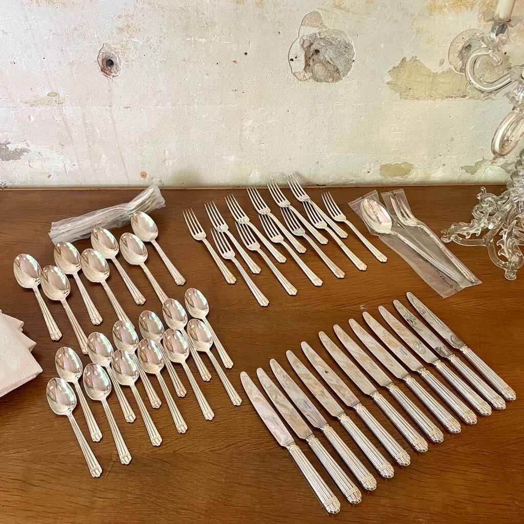 Silver-plated metal cutlery set Chrisofle model Aria, 50 pieces