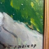 Painting, oil on canvas landscape of Clecy