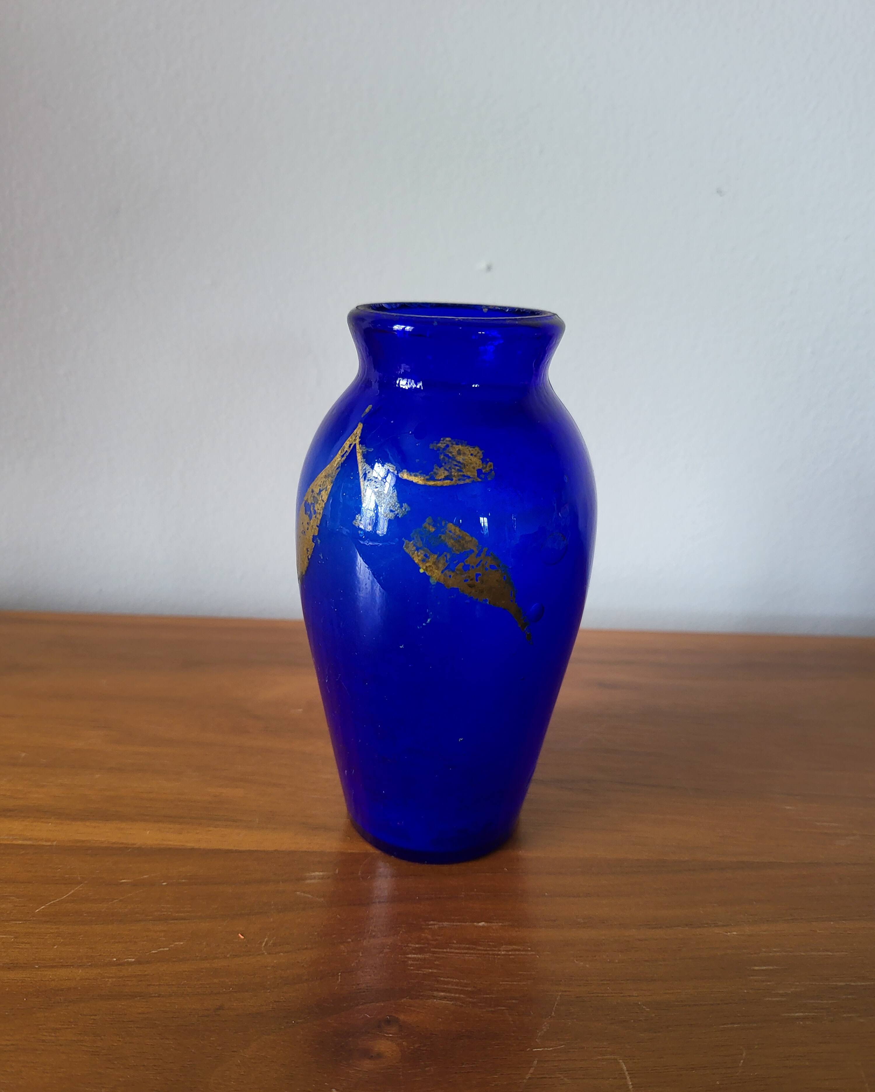 Small cobalt blue glass vase