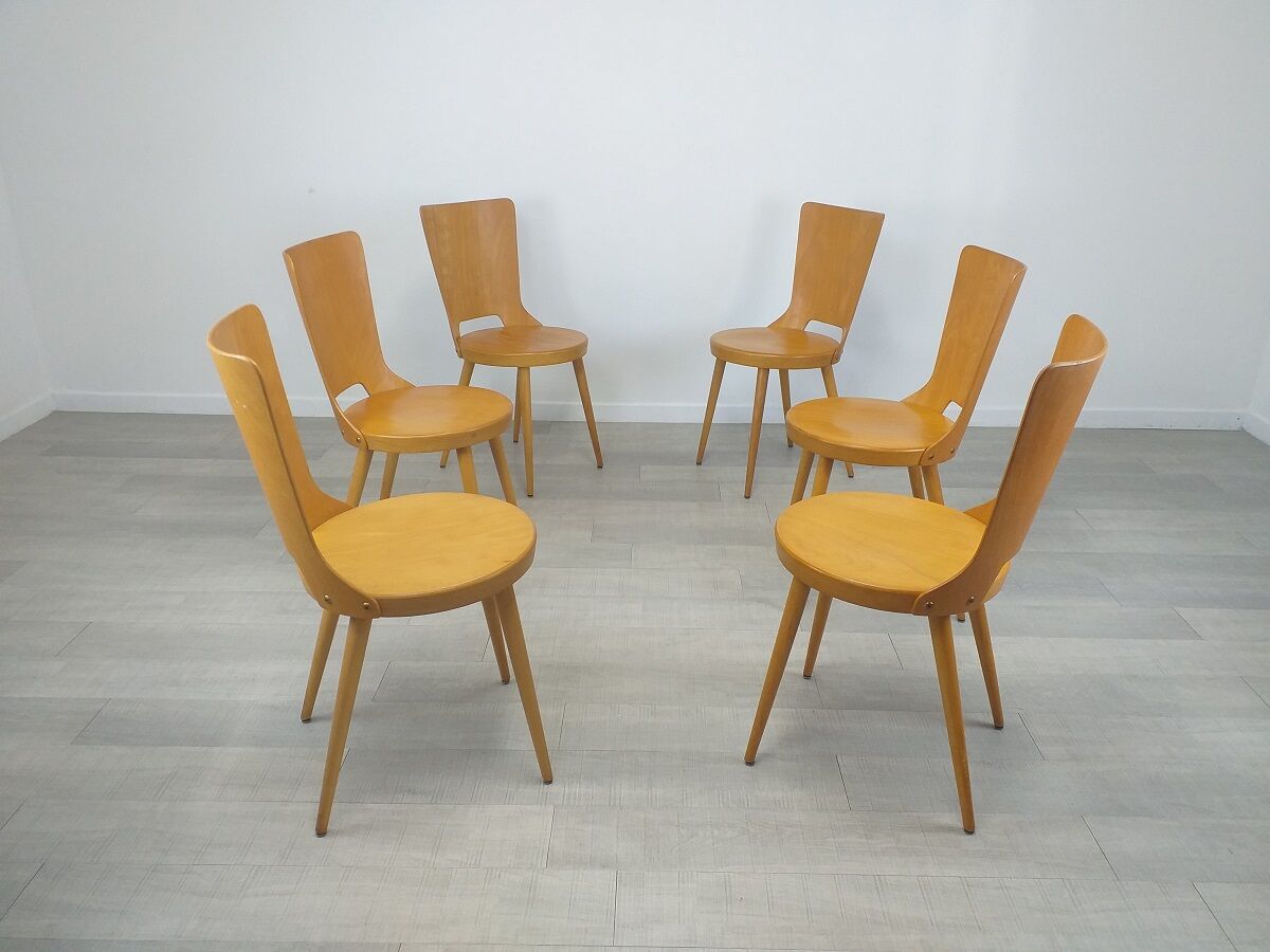 Chaises bistrot brasserie Baumann modèle Dove vintage années 50