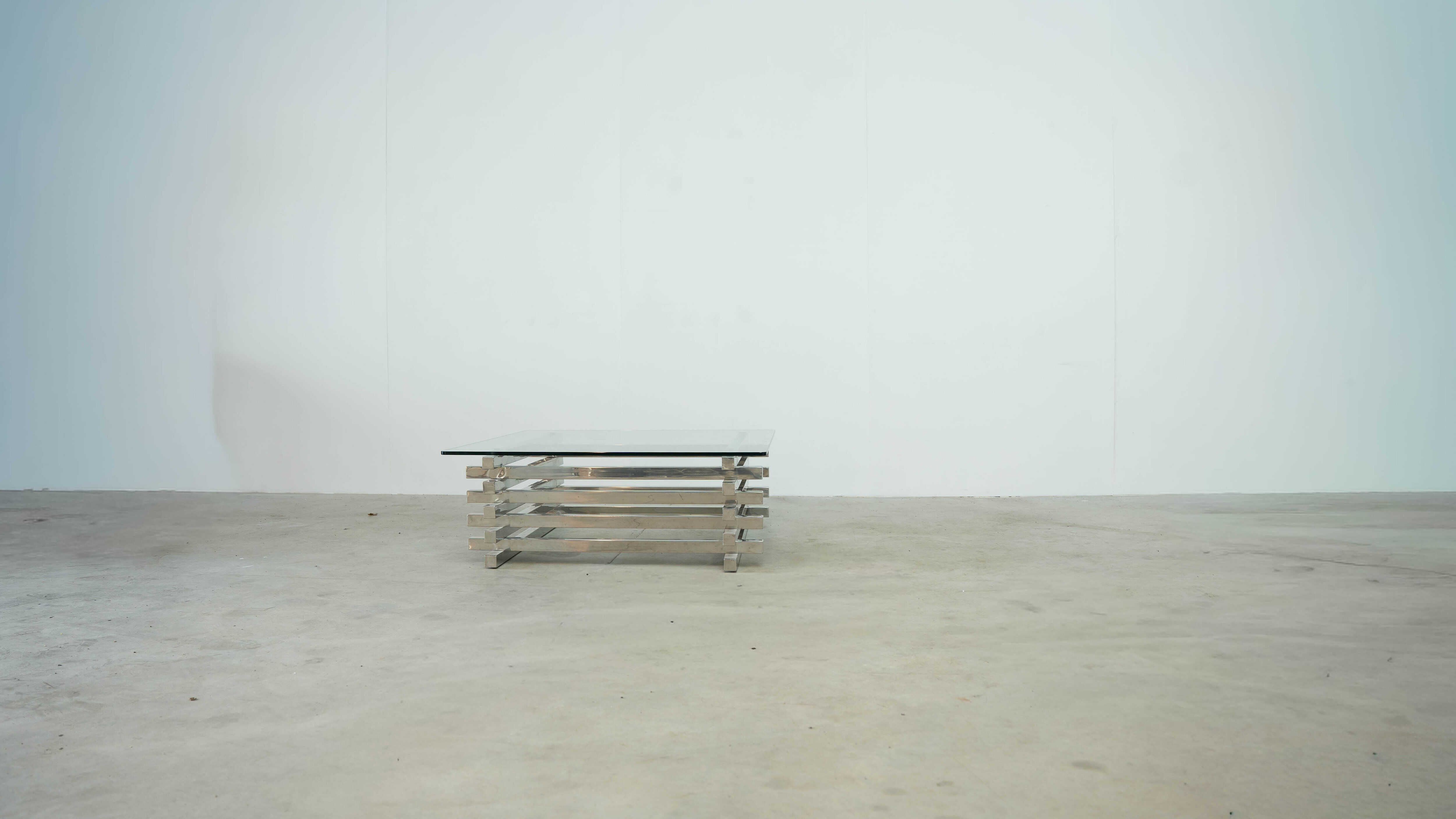 Sculptural French chrome coffee table